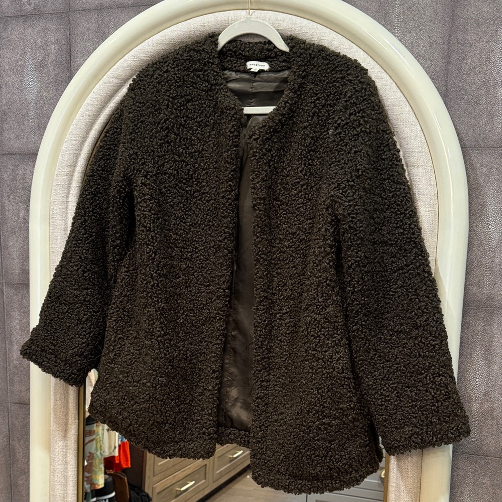 Max Studio Olive Green Teddy Jacket